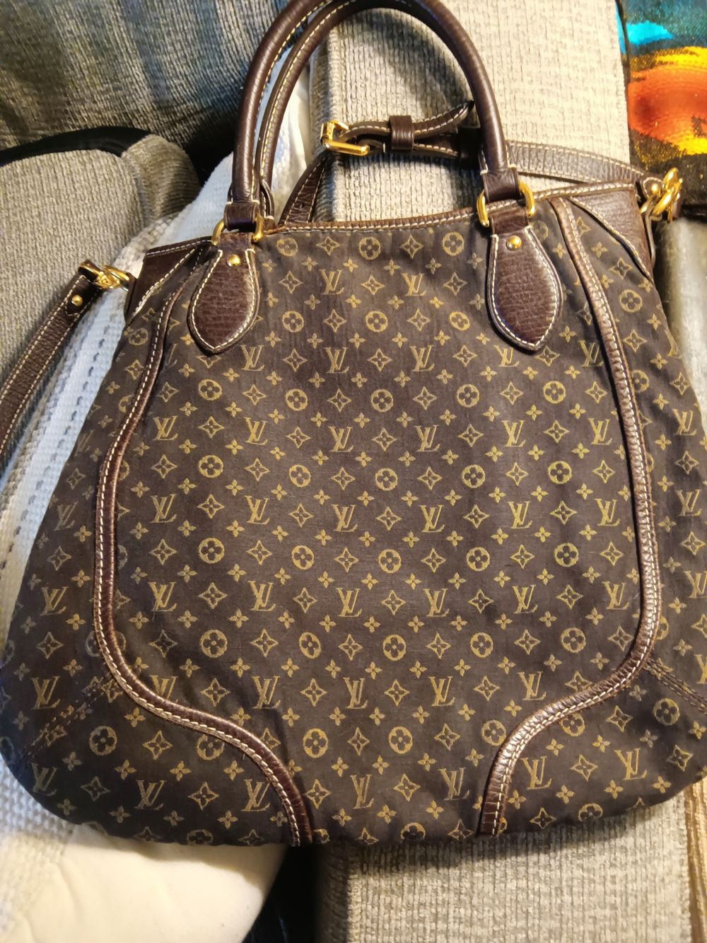 Louis Vuitton Brown Monogram Mini Lin Canvas Tote Bag